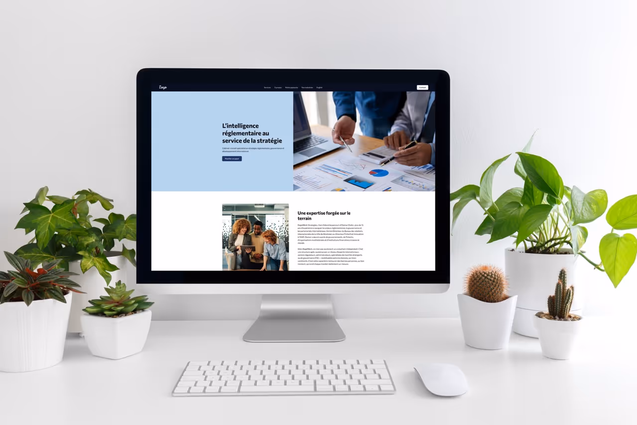 Mockup d'un ordinateur avec un site web en ligne