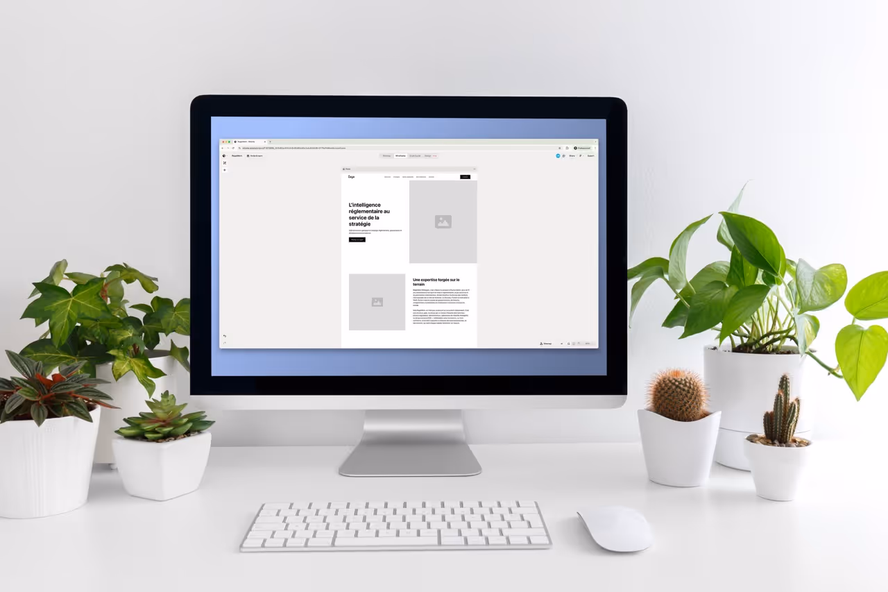 Mockup d'un ordinateur avec un wireframe